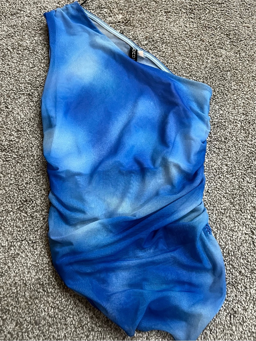 Divided Blue Ombre One-Shoulder Swimsuit
